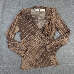 MaxMara Sweater Womens S/M? Wool Blend Faux Wrap Knit Animal Print Surplice